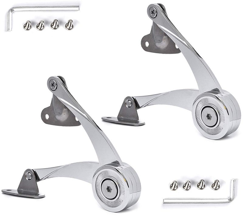 MOYODOR QBOSO Lid Support Hinge in Satin Nickel Folding Lid Stay Hinge with Soft Close, Perfect for Toy Box/Drawer/Window/Wardrobe/Cabinet Door,22lb(Scimitar Style 1pair) - Image 1